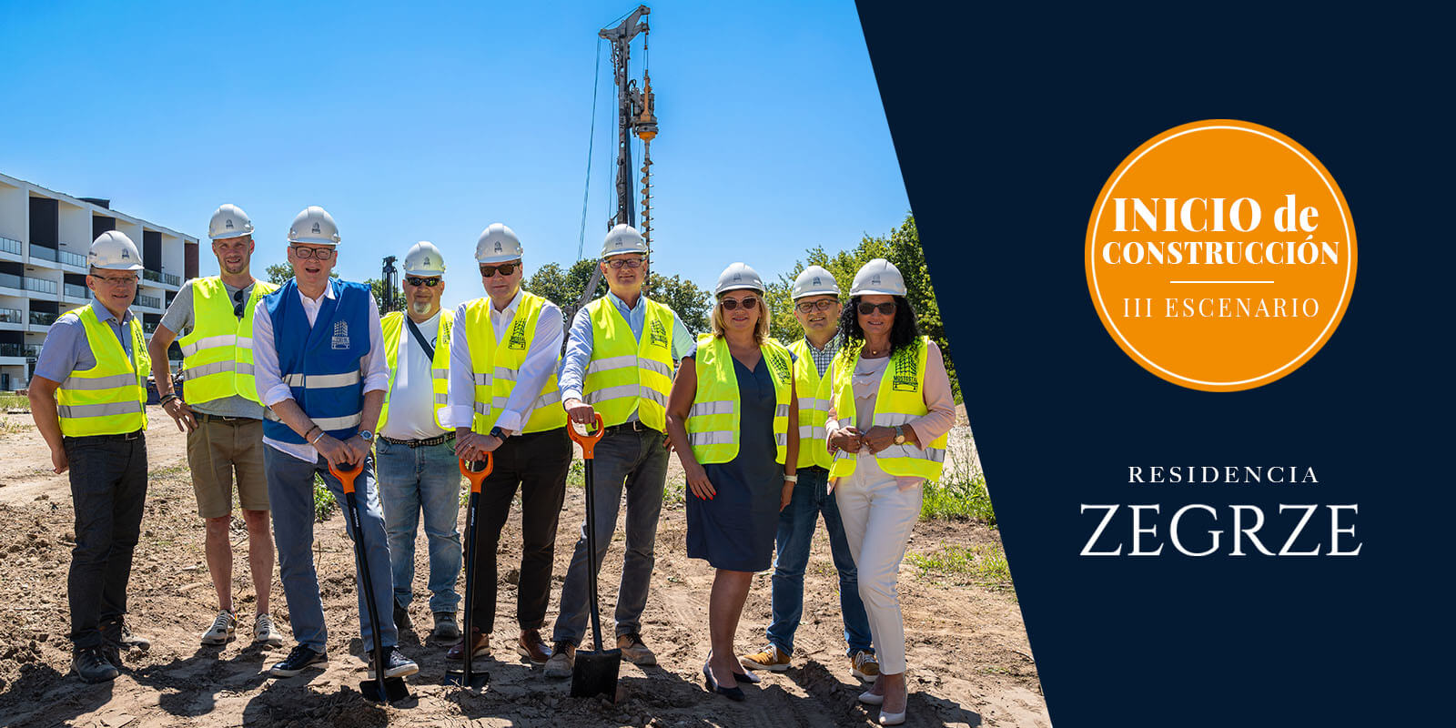 Ceremonia de colocación de la pala en la obra de construcción de la tercera fase de la Residencia Zegrze